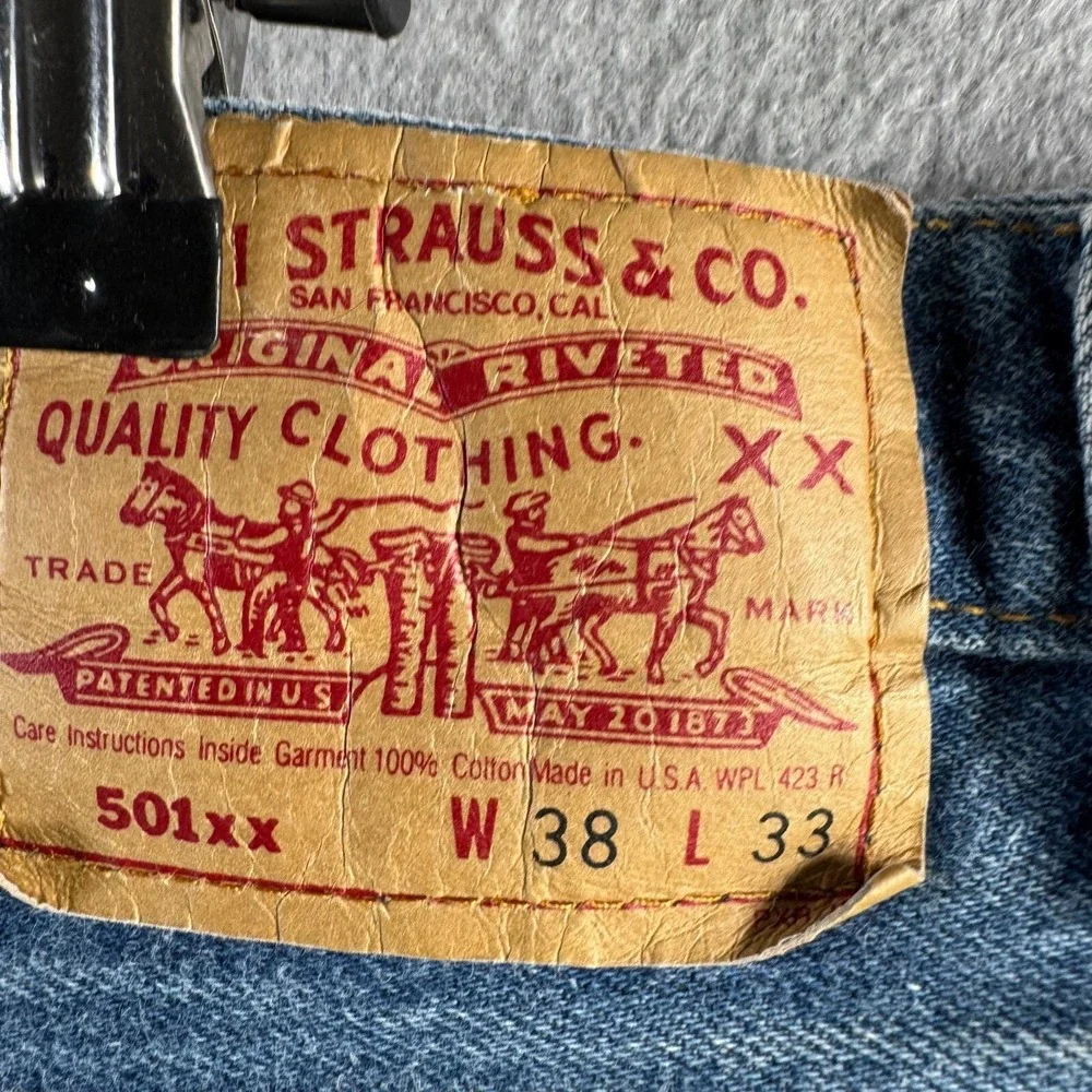 Vintage Levis Jeans Mens 38x33 (Fits 35x30) 501 XX Shrink to Fit Made in USA